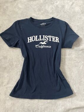 Hollister Navy Blue California Logo Short Sleeve Tee